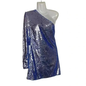 Bardot One Shoulder Sequin Dress in Blue sz 8